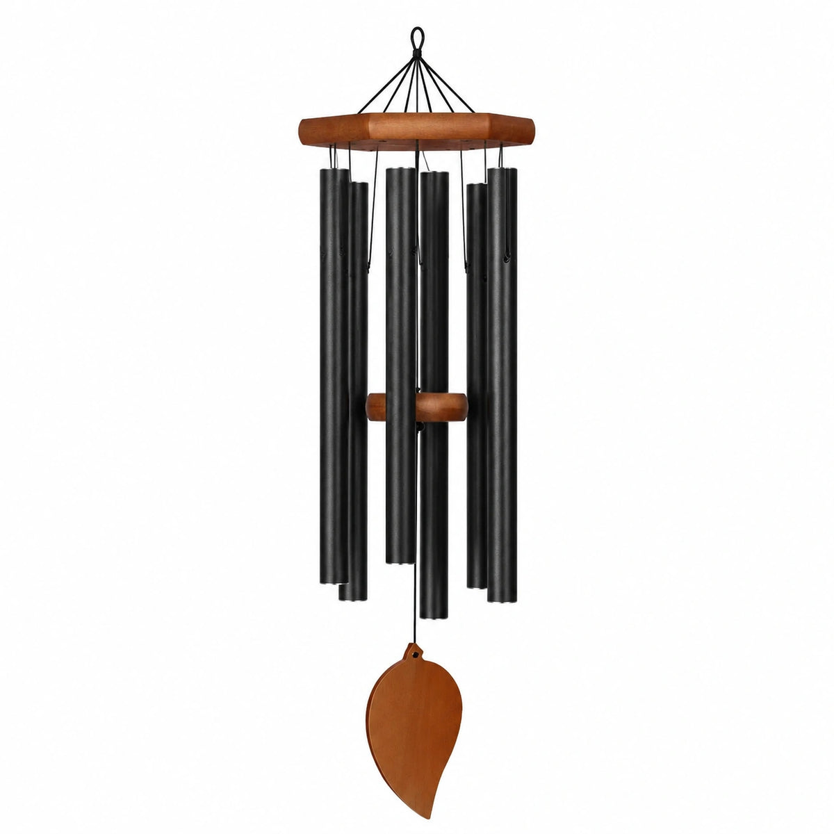Carillón de Viento Negro con Detalles en Madera