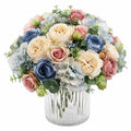Arreglo Floral Artificial en Jarrón de Cristal Multicolor