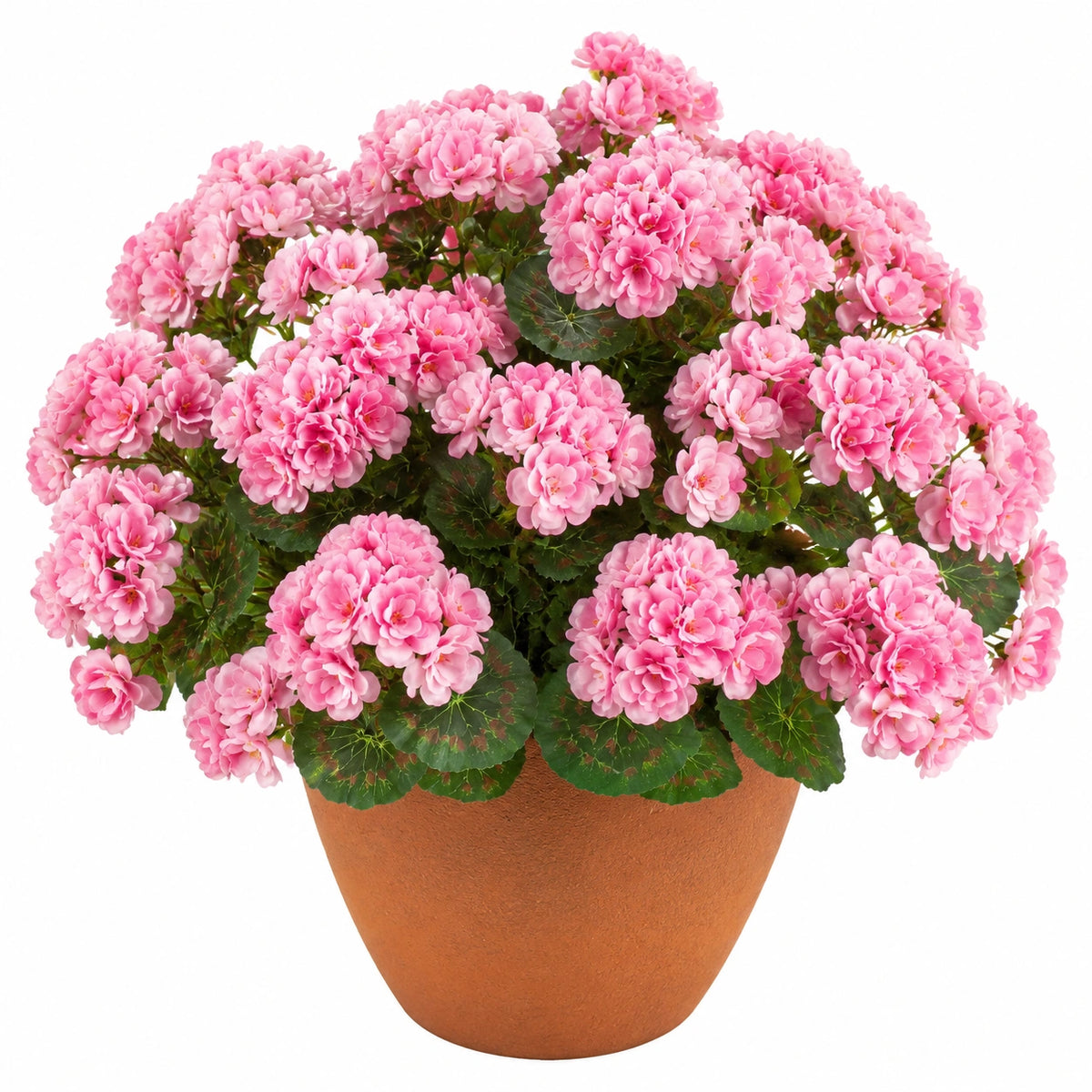 Planta Artificial de Geranios Rosados en Maceta Decorativa