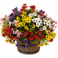Arreglo de Flores Artificiales Multicolores en Maceta de Madera
