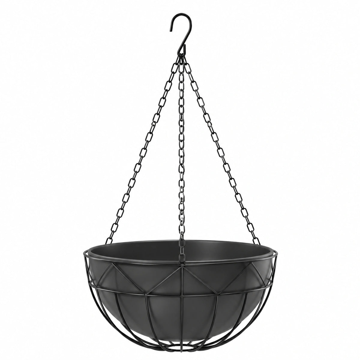 Macetero Colgante de Metal Negro con Cadena de 30cm