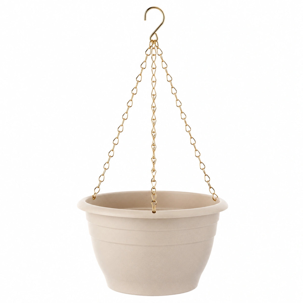Macetero Colgante Beige con Cadena Dorada