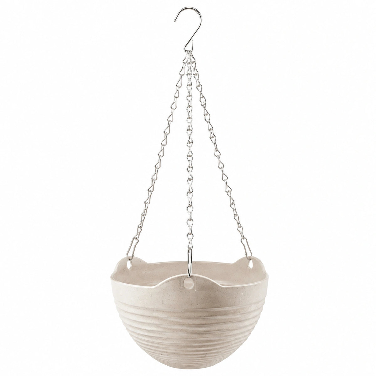 Macetero Colgante Beige con Cadena Metálica 20x15 cm